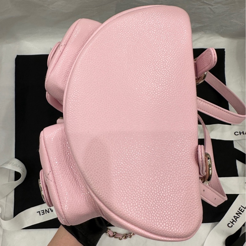 香奈兒 Chanel 25p duma 青蛙包 淺粉色 小背包 雙肩包 mini 小牛皮-3