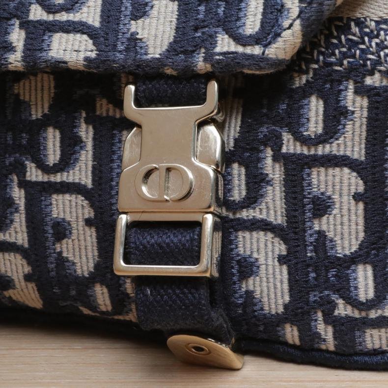 Diorcamp 郵差信使包 小號 23 藍色 帆布 淺金扣 2022-5