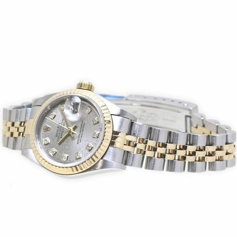 ROLEX 勞力士 Datejust 10 件鑽石灰印電腦 79173G 女士手錶 18K 黃金與不鏽鋼 40081-1