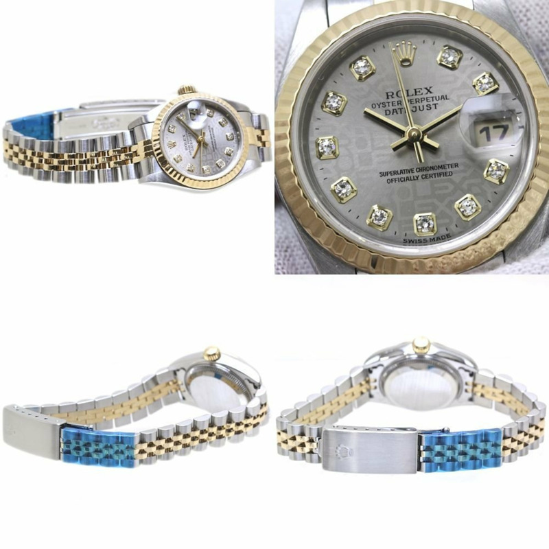 ROLEX 勞力士 Datejust 10 件鑽石灰印電腦 79173G 女士手錶 18K 黃金與不鏽鋼 40081-2