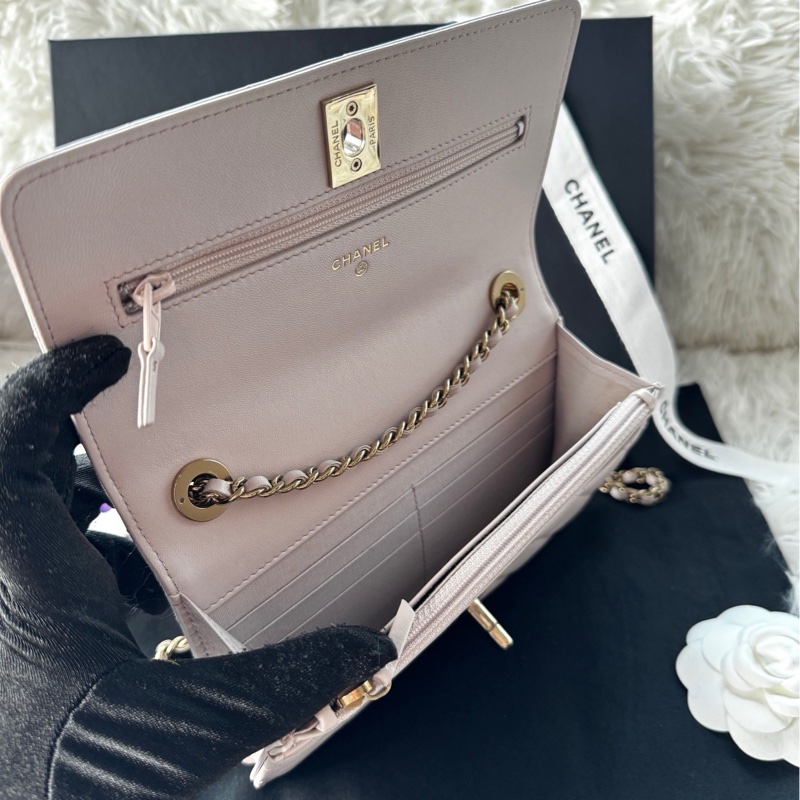 香奈兒 Chanel 21b trendy cc woc 藕粉色 粉紫色 羊皮-5