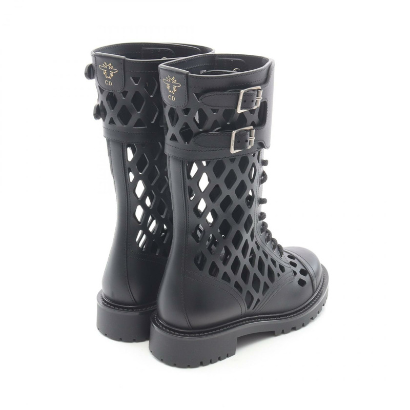 Christian Dior D-TRAP 靴子皮革黑色二手女士 #35 1/2 D-1