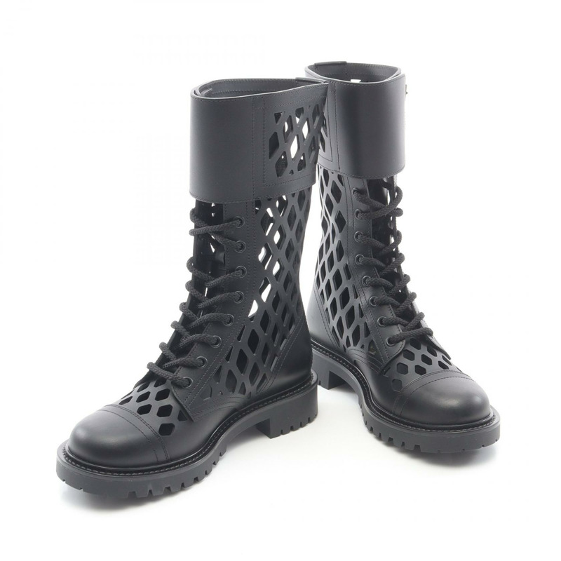 Christian Dior D-TRAP 靴子皮革黑色二手女士 #35 1/2 D-2