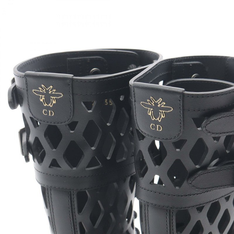 Christian Dior D-TRAP 靴子皮革黑色二手女士 #35 1/2 D-10