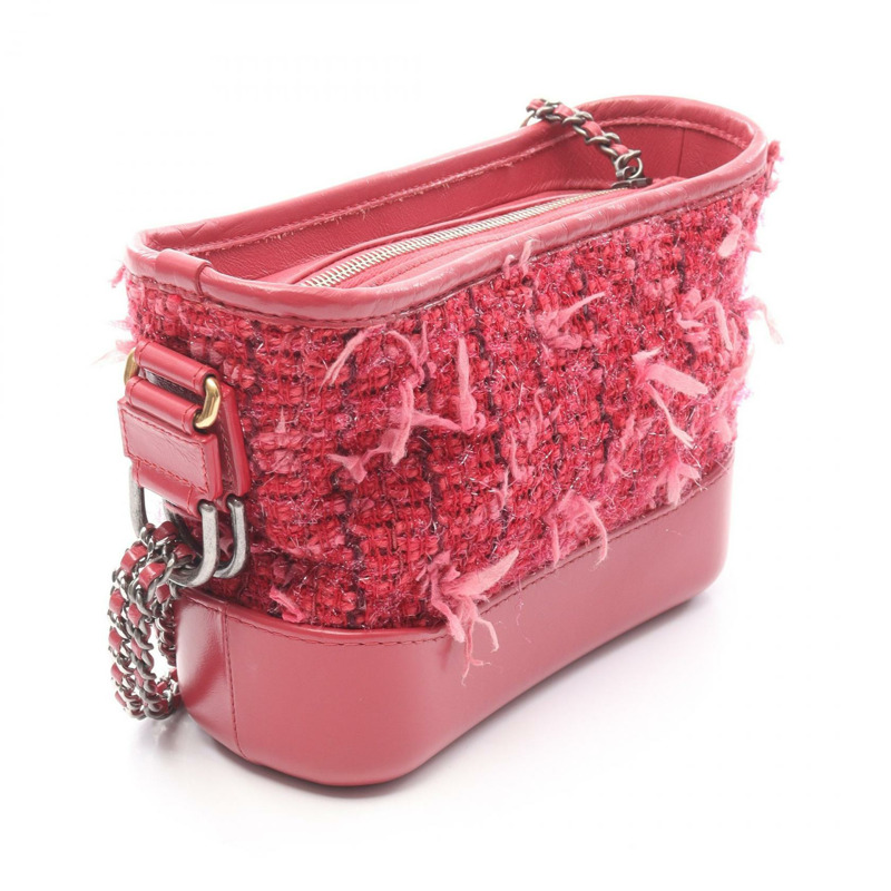 CHANEL Gabriel De Chanel 小號 Hobo 鏈條單肩包 織布皮革 紅色 二手-1