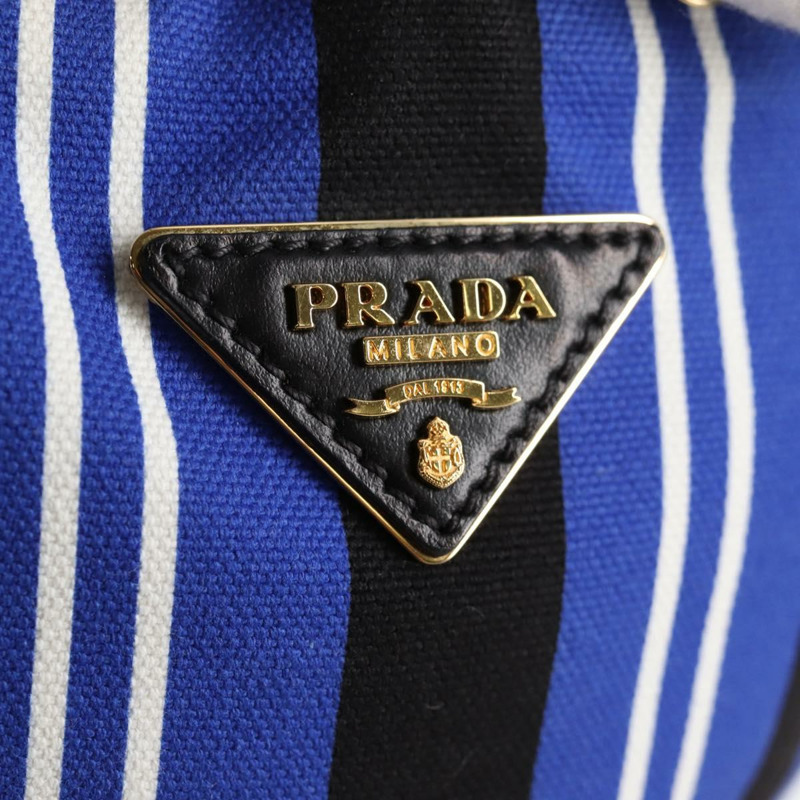 【日本直送】PRADA 藤條手提包 帆布 2 向 藍色 金色 1BH115 正品 138994A-18