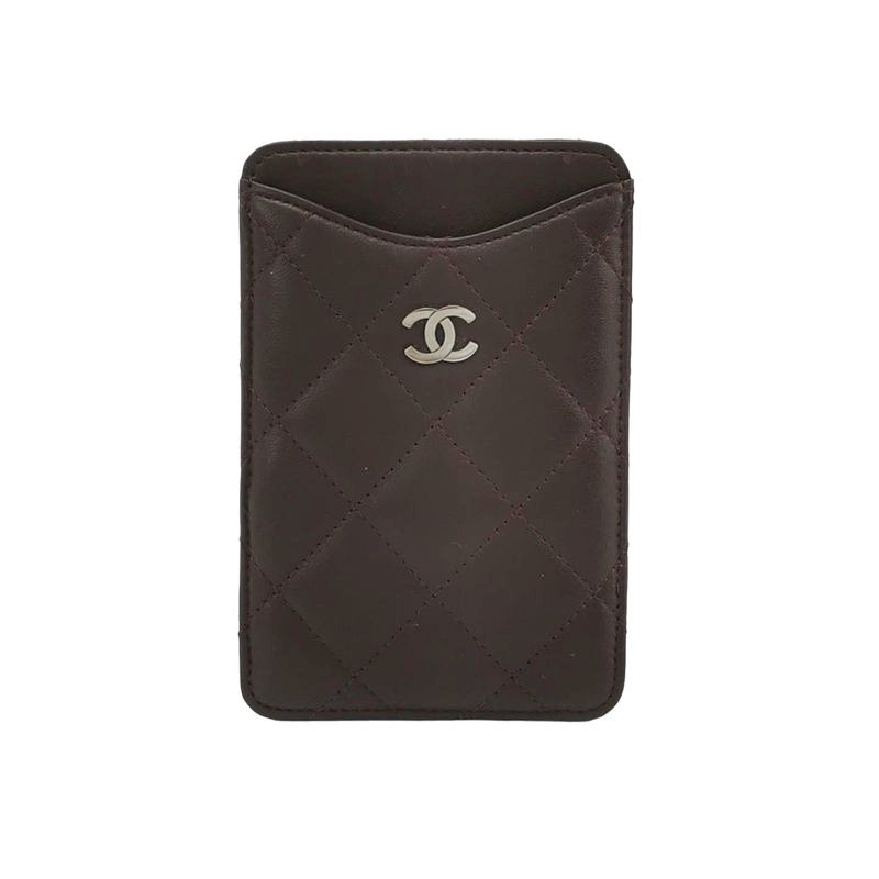Chanel 羊皮 純色 菱格 絎縫 雙C Logo 卡包-0