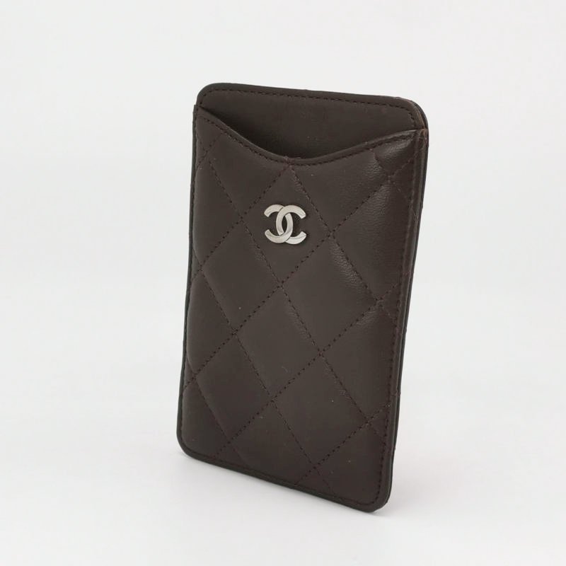 Chanel 羊皮 純色 菱格 絎縫 雙C Logo 卡包-1