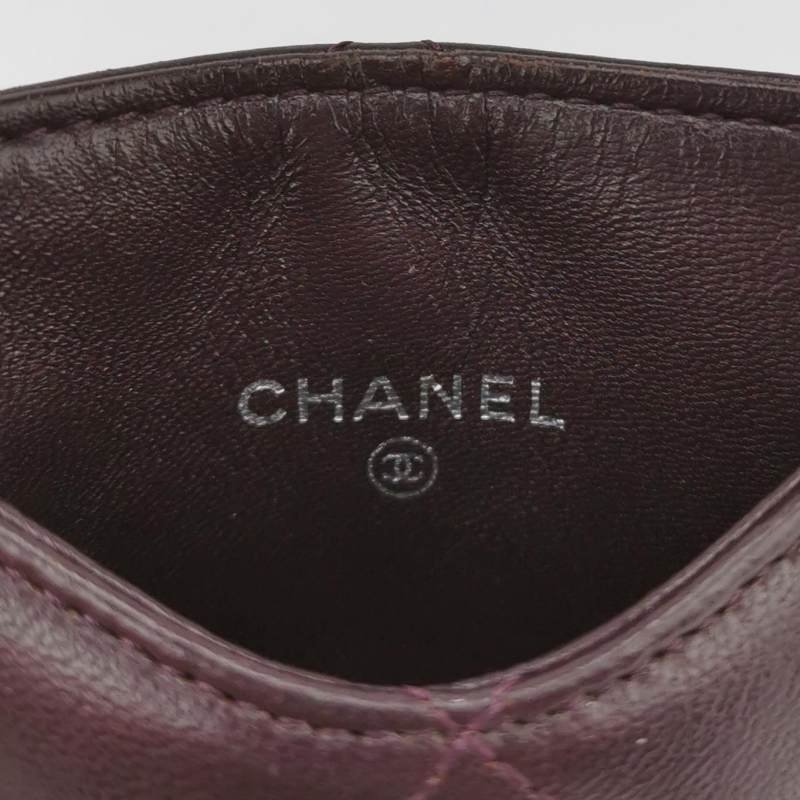 Chanel 羊皮 純色 菱格 絎縫 雙C Logo 卡包-6