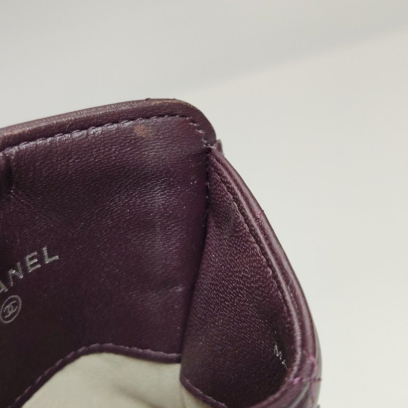 Chanel 羊皮 純色 菱格 絎縫 雙C Logo 卡包-9