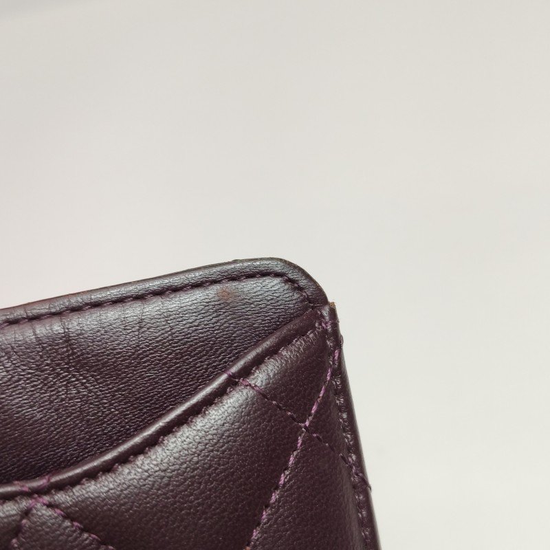 Chanel 羊皮 純色 菱格 絎縫 雙C Logo 卡包-10