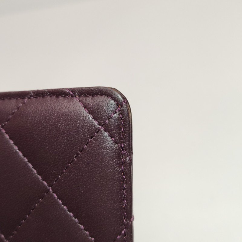 Chanel 羊皮 純色 菱格 絎縫 雙C Logo 卡包-11