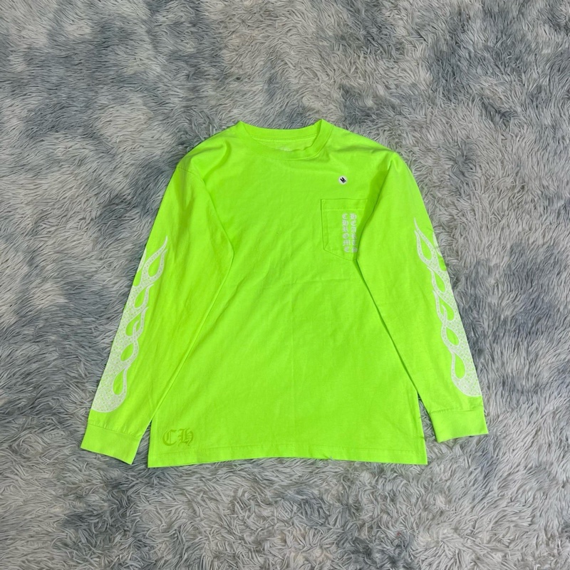 Chrome Hearts 克羅心 螢光綠 火焰 長袖-0
