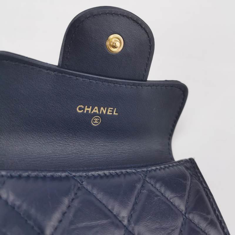 Chanel 2.55 Bag 油蠟皮 純色 菱格 絎縫 長方形旋扣 零錢包-6