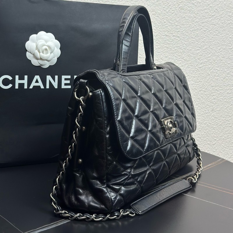 Chanel香奈兒 孟買Leboy機場包 黑銀 15開 肩背包-1