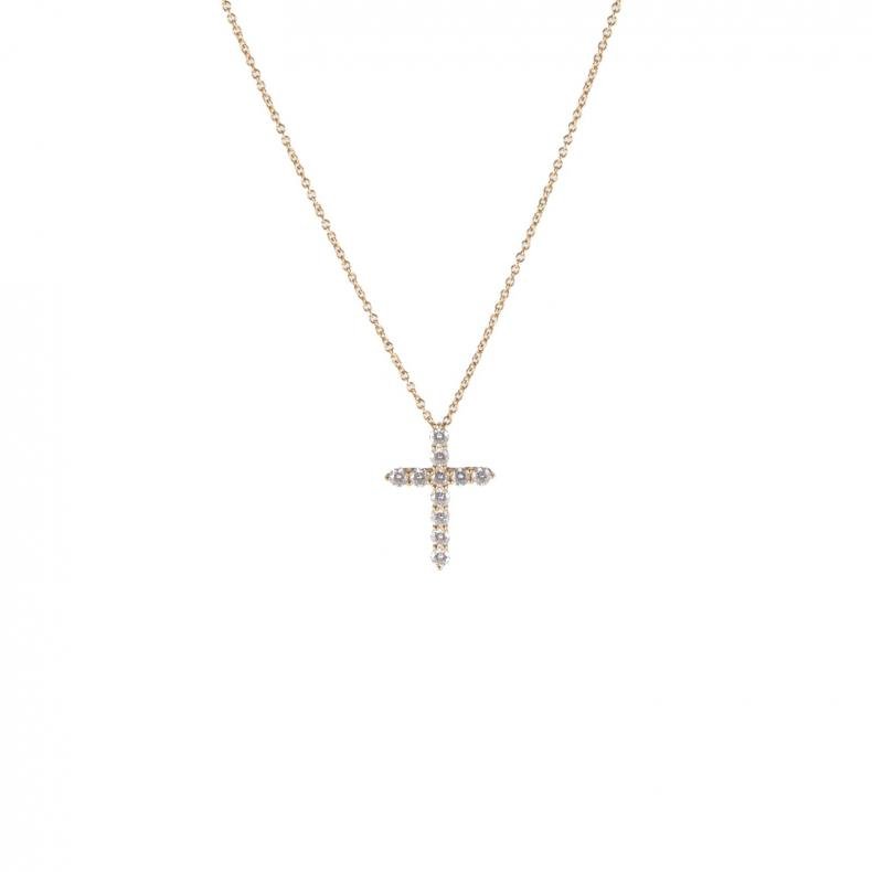 滿鑽 十字架 小號 1.8cm 18K黃金/鑽石 項鍊 黃金-0
