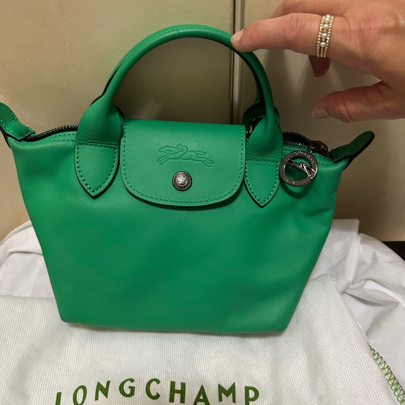 LONGCHAMP LE PLIAGE XTRA系列牛皮手提/斜背兩用水餃包(迷你/草綠)-0