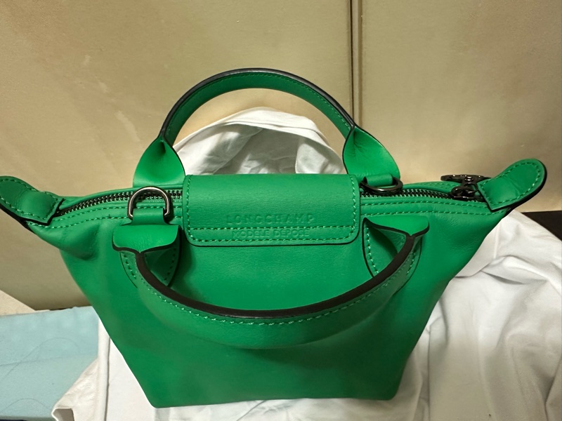 LONGCHAMP LE PLIAGE XTRA系列牛皮手提/斜背兩用水餃包(迷你/草綠)-4