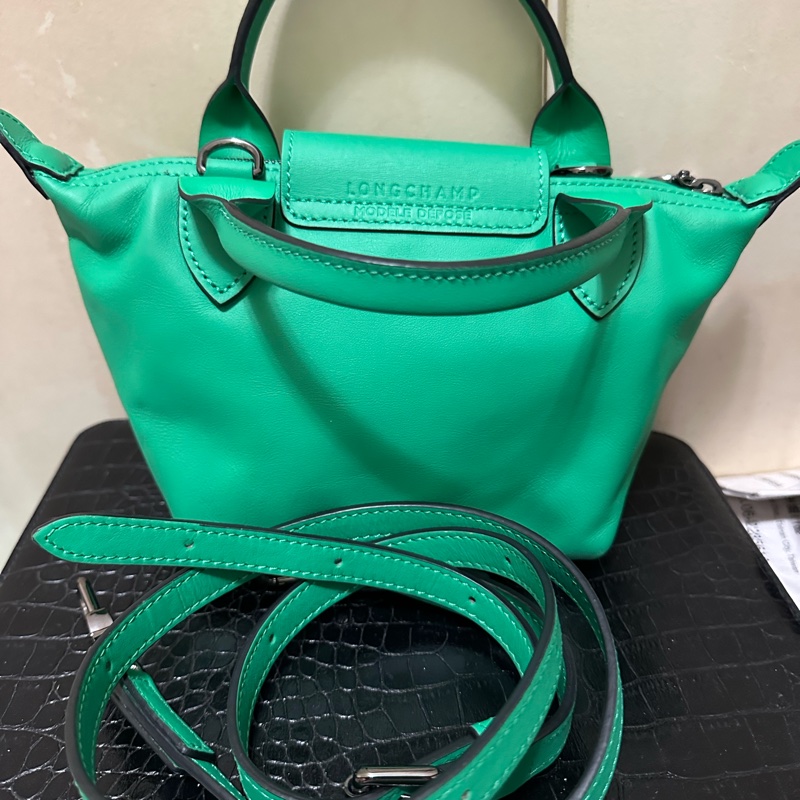 LONGCHAMP LE PLIAGE XTRA系列牛皮手提/斜背兩用水餃包(迷你/草綠)-8