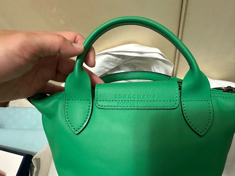 LONGCHAMP LE PLIAGE XTRA系列牛皮手提/斜背兩用水餃包(迷你/草綠)-10