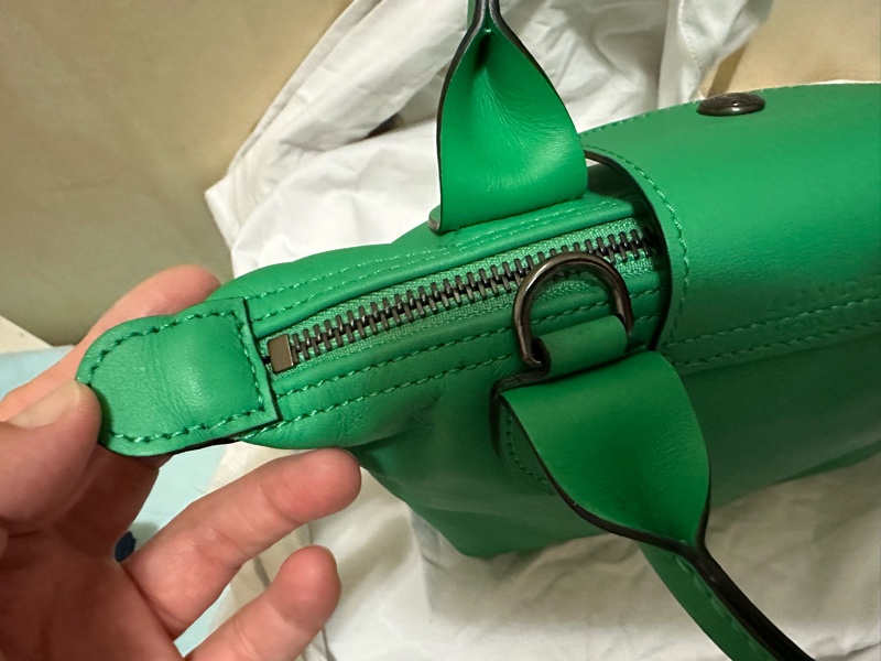 LONGCHAMP LE PLIAGE XTRA系列牛皮手提/斜背兩用水餃包(迷你/草綠)-15