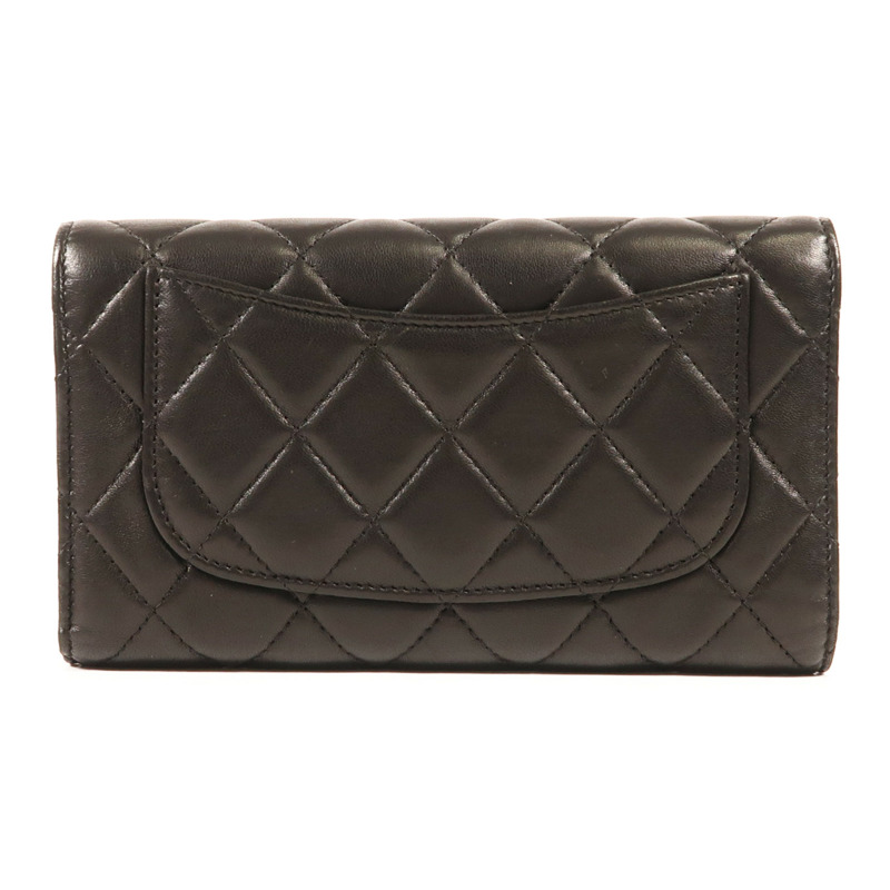CHANEL 羊皮皮革Classic Flap Long Wallet金扣長錢包-1