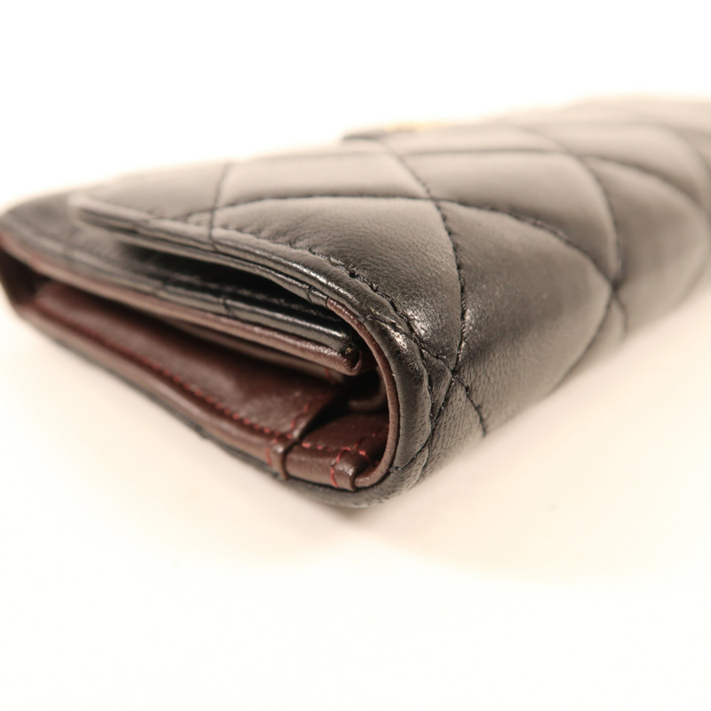 CHANEL 羊皮皮革Classic Flap Long Wallet金扣長錢包-12