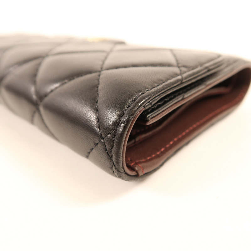 CHANEL 羊皮皮革Classic Flap Long Wallet金扣長錢包-13