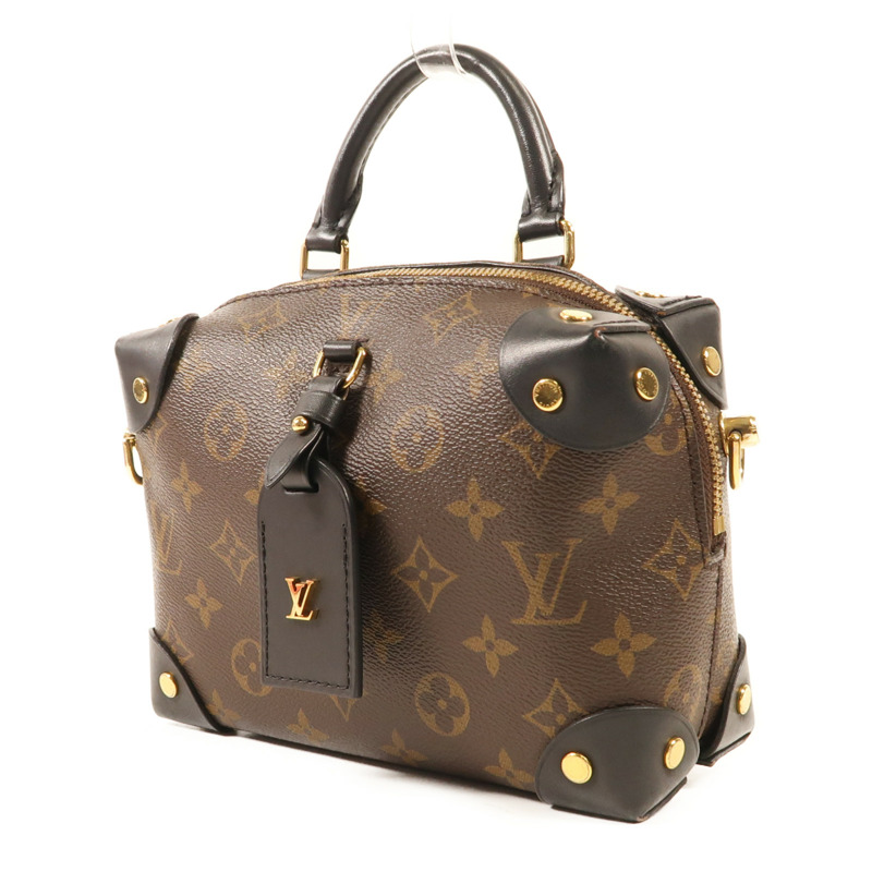 LOUIS VUITTON Monogram Petite Malle Souple金扣手挽肩背兩用袋棕色-2