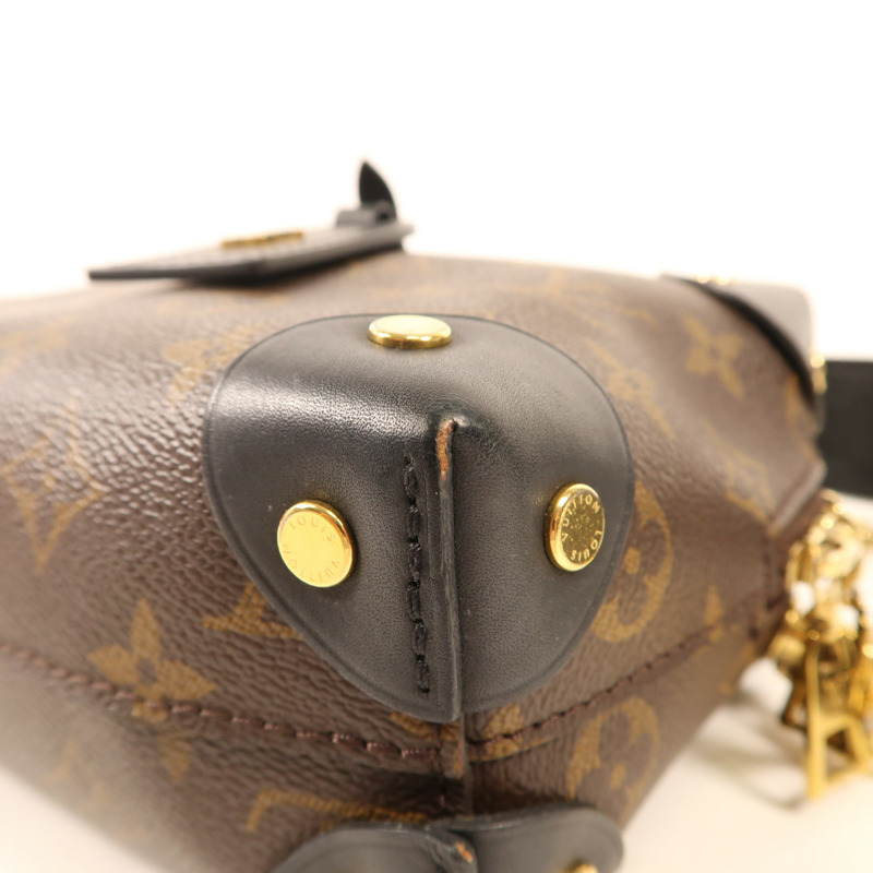 LOUIS VUITTON Monogram Petite Malle Souple金扣手挽肩背兩用袋棕色-9