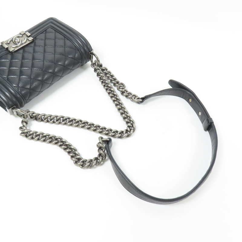 CHANEL 牛皮皮革Boy 20鏈帶肩背袋-5