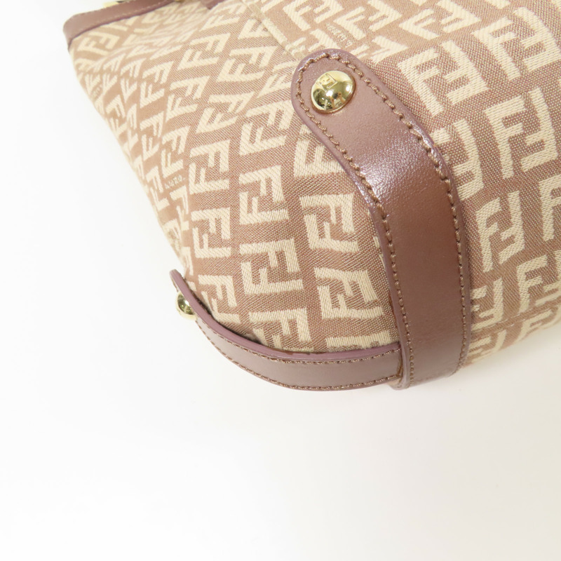 FENDI 帆布Tote Bag金扣肩背袋-12