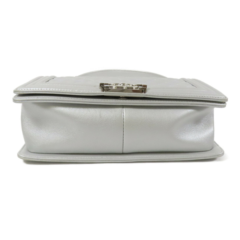 CHANEL 牛皮皮革Boy 25銀扣鏈帶肩背袋-3