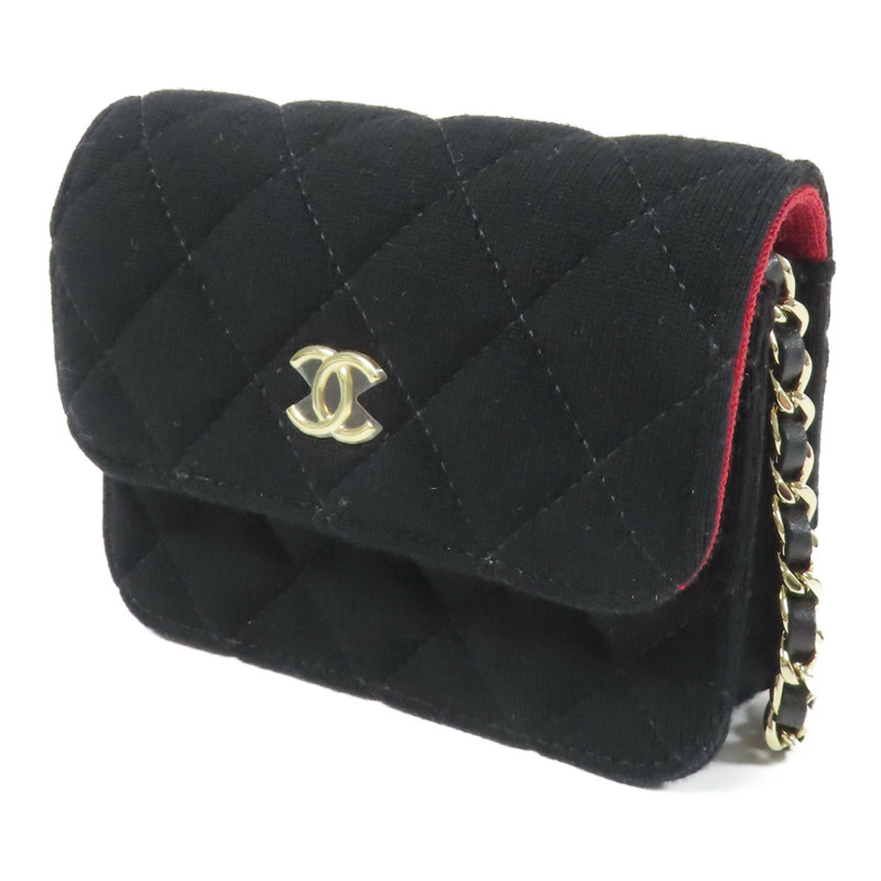 CHANEL 棉質Mini Chain Bag金扣鏈帶肩背袋-1