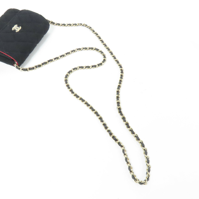 CHANEL 棉質Mini Chain Bag金扣鏈帶肩背袋-5