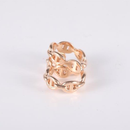 18K玫瑰金 玫瑰金 豬鼻子戒指 雙圈指環戒指 新款 53 18K-3