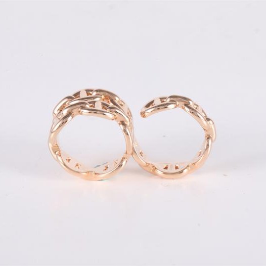 18K玫瑰金 玫瑰金 豬鼻子戒指 雙圈指環戒指 新款 53 18K-4