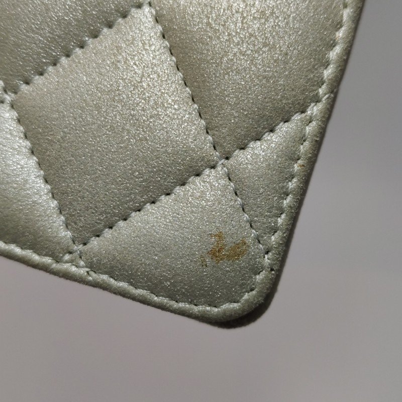 Chanel 磨砂皮 純色 菱格 絎縫 雙C 標識 錢包-13