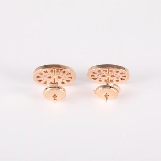 18K玫瑰金 鑽石 玫瑰金 chaine dancre divine 豬鼻子 鑲鑽 耳環 18K-2