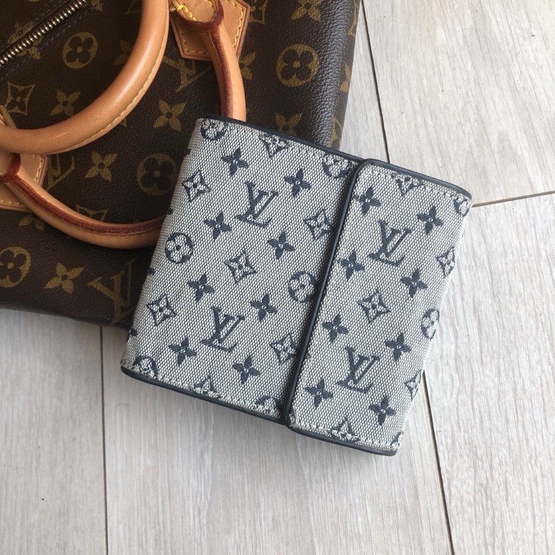 LV 丹寧帆布短款錢包 銀包-0