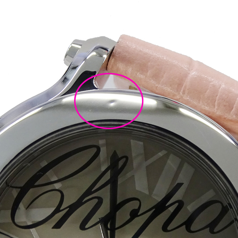 Chopard Happy Sport Mark II 女士手錶，貝殼錶殼，5 件套粉紅色藍寶石，石英機芯，不鏽鋼，皮革，8509，拋光-5