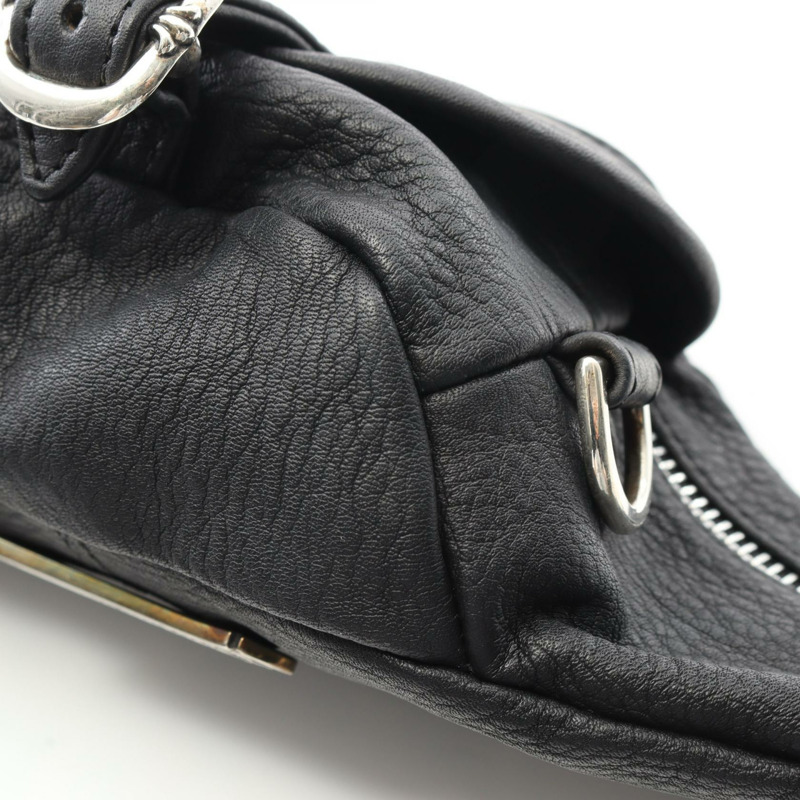 CHROME HEARTS SNAT PACK 迷你腰帶腰包皮革黑色二手男式-6