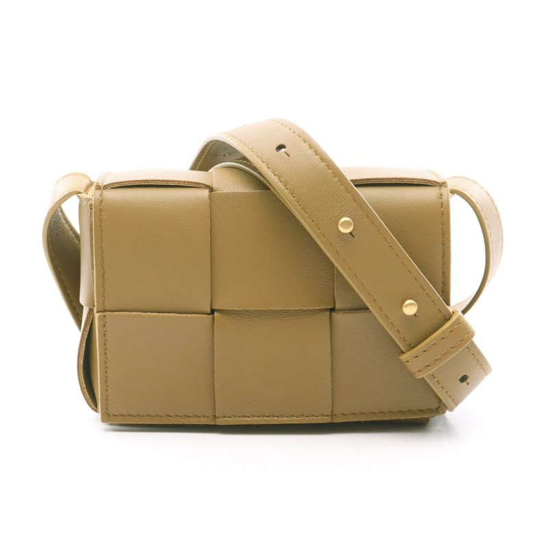BOTTEGA VENETA CANDY Cassette 迷你肩包 666688 皮革 卡其色 二手 女士-0