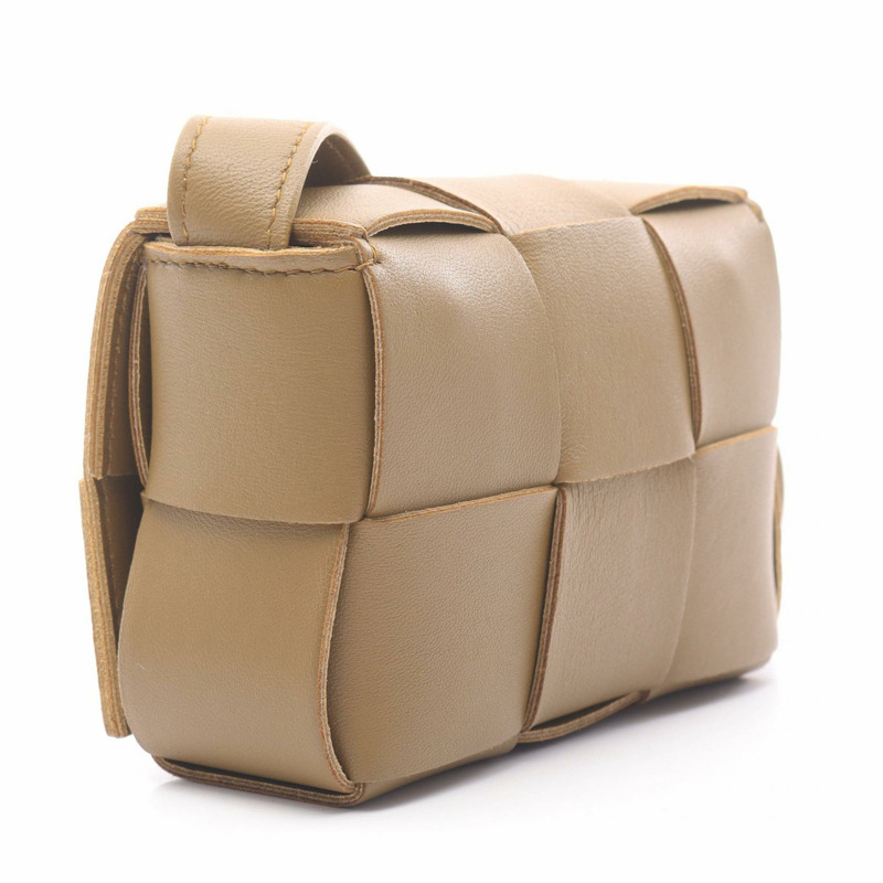 BOTTEGA VENETA CANDY Cassette 迷你肩包 666688 皮革 卡其色 二手 女士-1