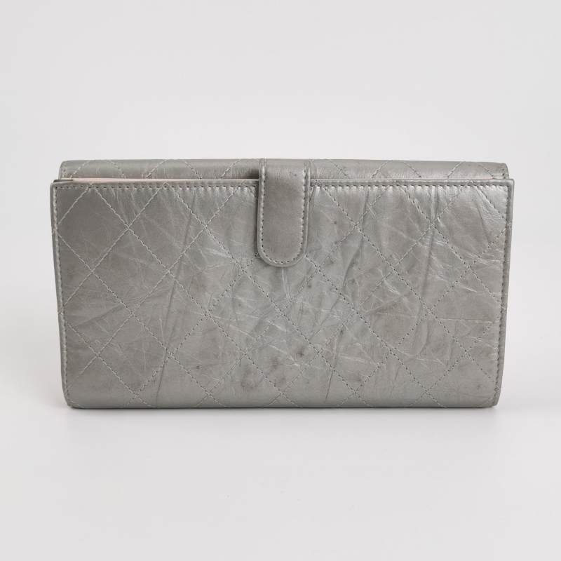 Chanel 油蠟皮 純色 菱格 絎縫 雙C Logo 錢包-3