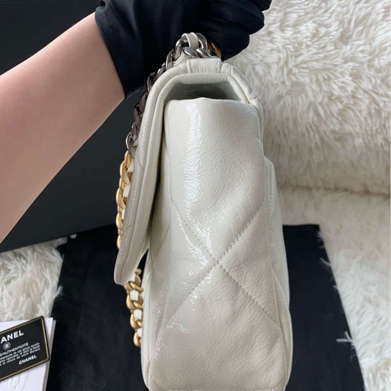 香奈兒 Chanel 20k 19bag 中號 白色 油蠟牛皮-4