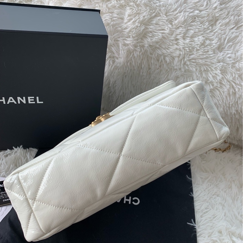 香奈兒 Chanel 20k 19bag 中號 白色 油蠟牛皮-5