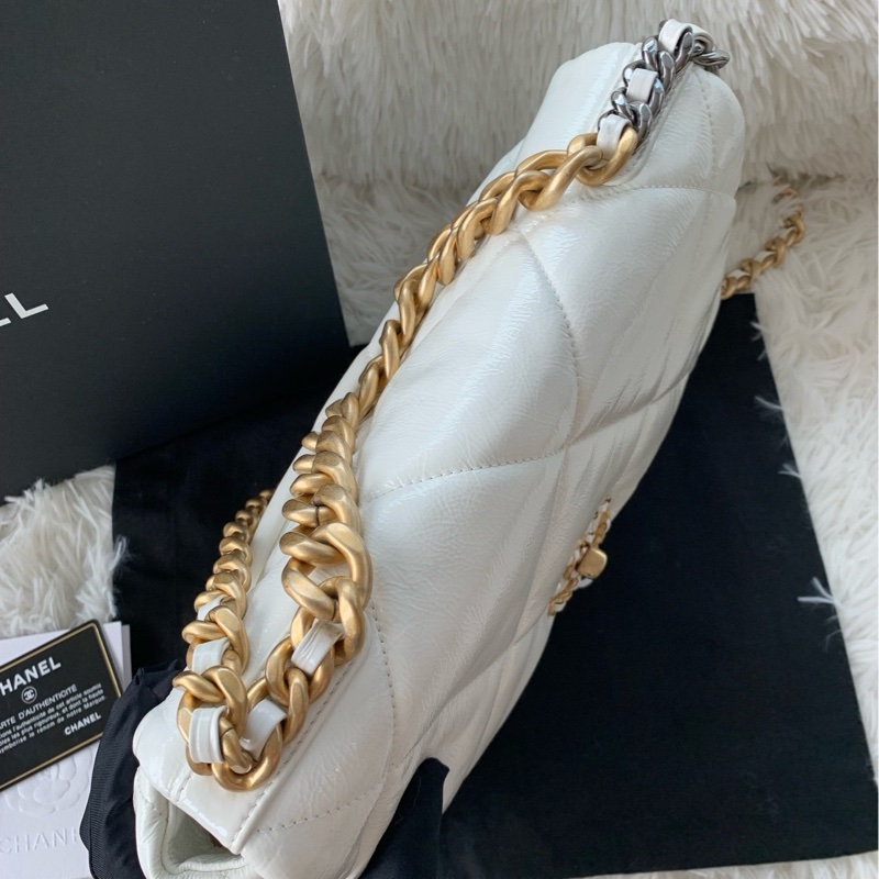 香奈兒 Chanel 20k 19bag 中號 白色 油蠟牛皮-6