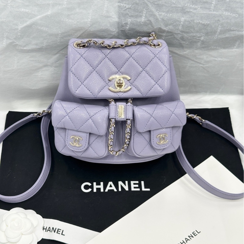 香奈兒 Chanel 24a 星黛露 紫色 小號 duma 青蛙包 牛皮 雙肩包 小背包-0