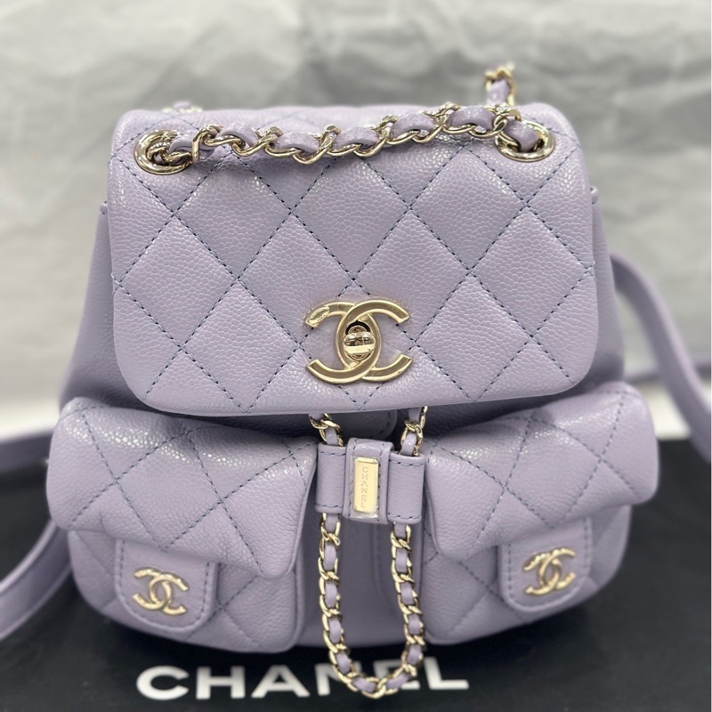 香奈兒 Chanel 24a 星黛露 紫色 小號 duma 青蛙包 牛皮 雙肩包 小背包-5